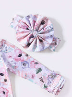 Clover Cottage Flower Canvas Baby Gown and Headband Set for Newborns - Apparel & Accessories > Clothing > Baby & Toddler Clothing > Baby & Toddler Sleepwear Ruffled Baby Gown