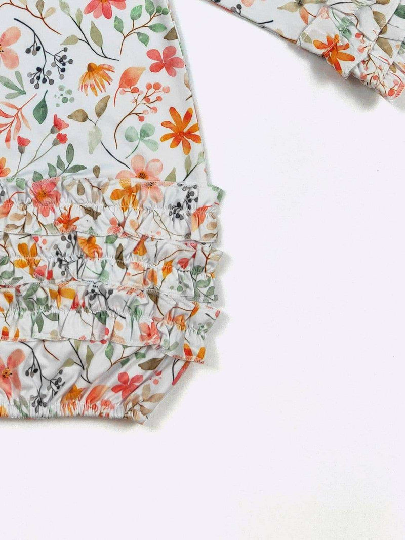 Clover Cottage Wild Flower Baby Gown for Infants with Matching Headband at Everetts Place Clover Cottage