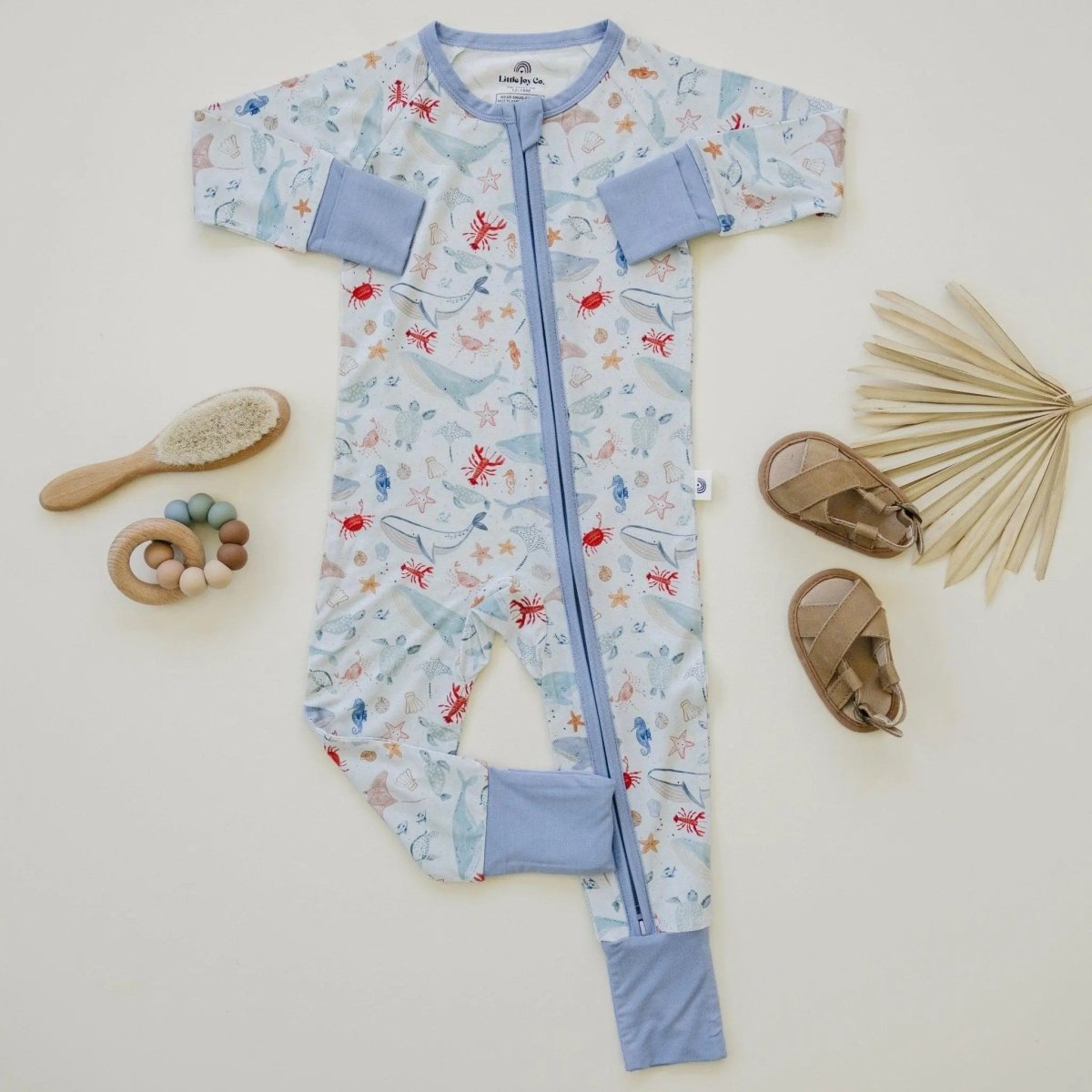 Little Joy Co. Coastal Cutie Modal Zippy Romper For Babies 9 12 Months - Everetts Place Boutique - 