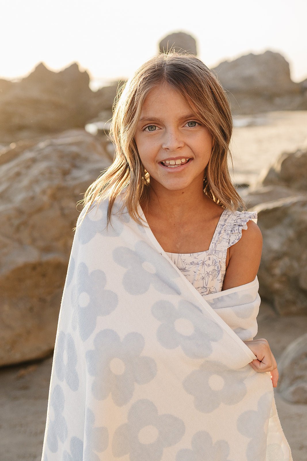 Mebie Baby Coastal Floral Organic Cotton Beach Towel - 