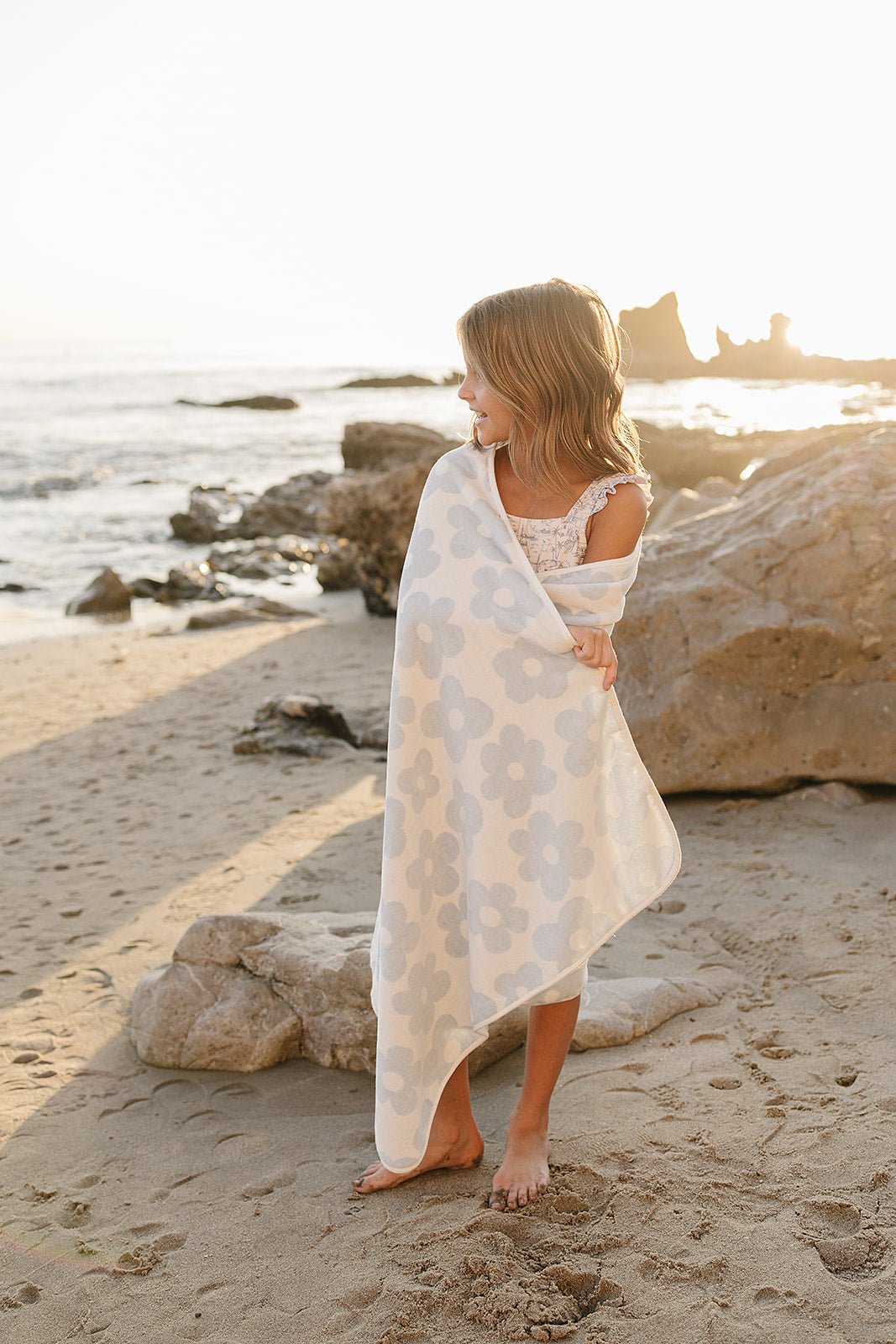 Mebie Baby Coastal Floral Organic Cotton Beach Towel - 
