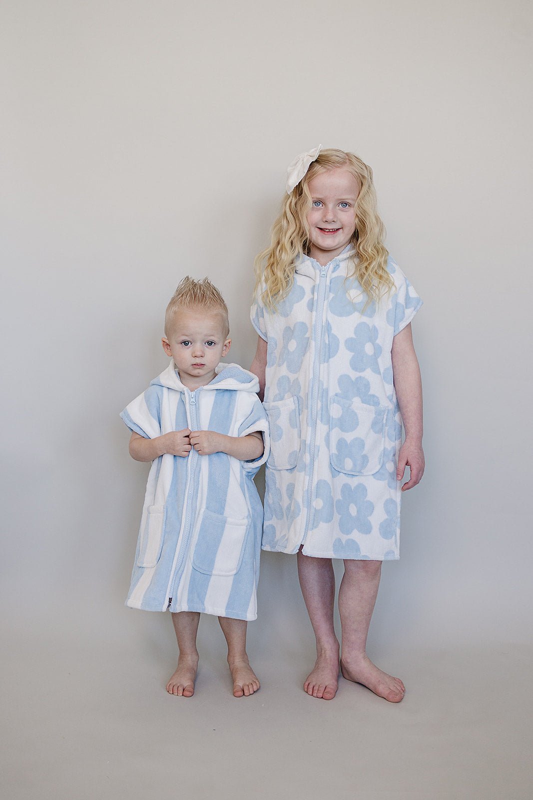 Mebie Baby Coastal Floral Zip - Up Organic Cotton Beach Poncho - 
