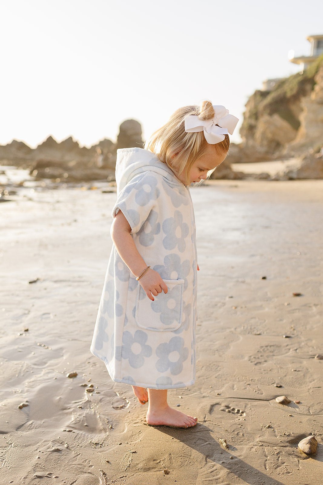 Mebie Baby Coastal Floral Zip - Up Organic Cotton Beach Poncho - 