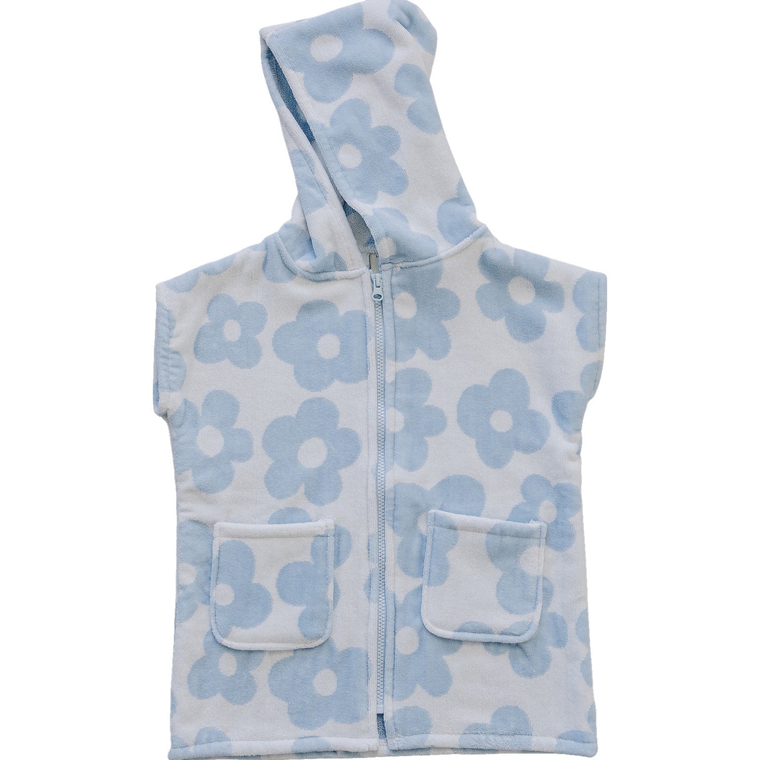 Mebie Baby Coastal Floral Zip - Up Organic Cotton Beach Poncho - 