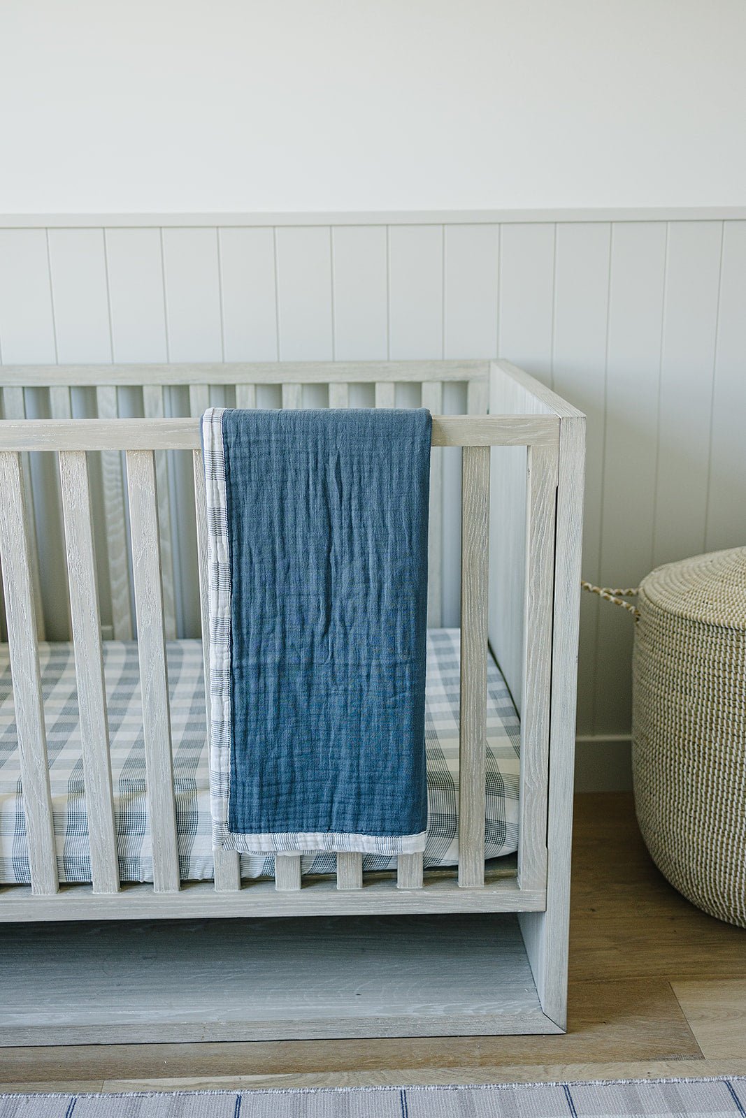Mebie Baby Coastal Plaid Muslin Crib Sheet Mebie Baby Soft Breathable Nursery - 