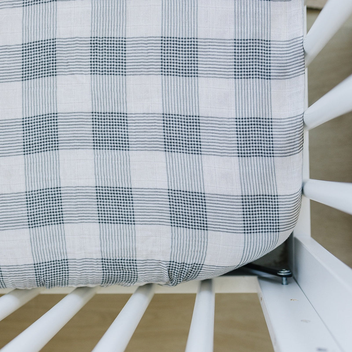 Mebie Baby Coastal Plaid Muslin Crib Sheet Mebie Baby Soft Breathable Nursery - 