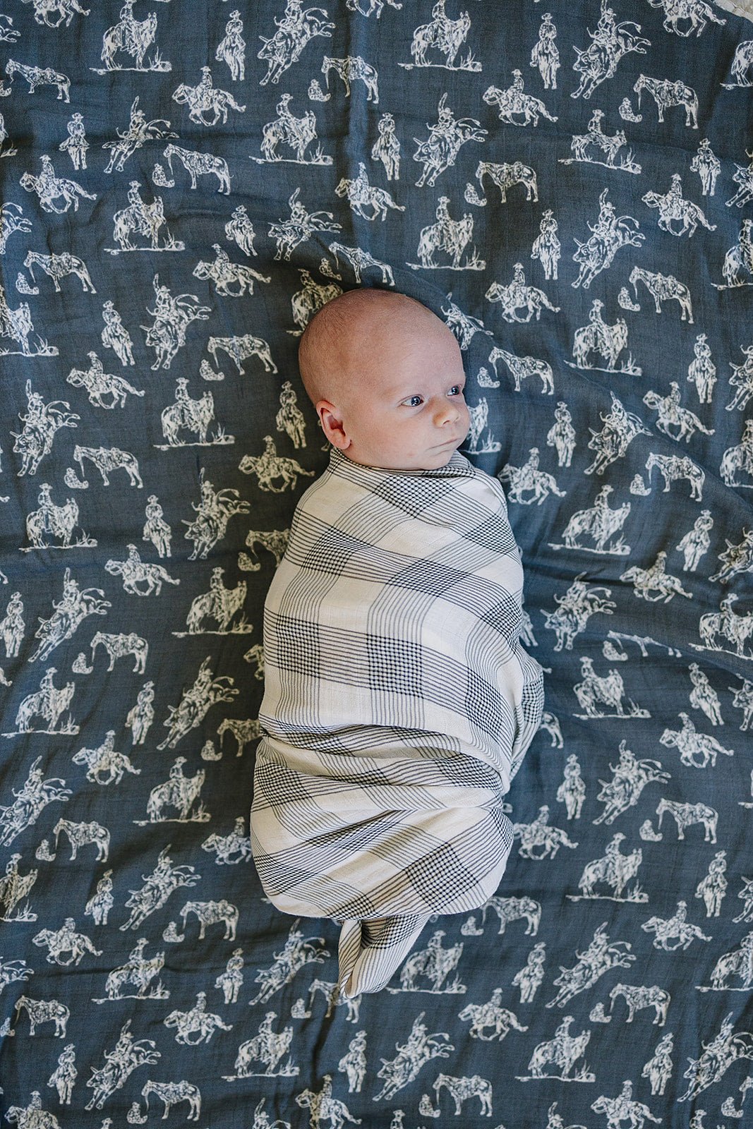 Mebie Baby Coastal Plaid Muslin Swaddle Blanket 100 Percent Cotton For Baby - 