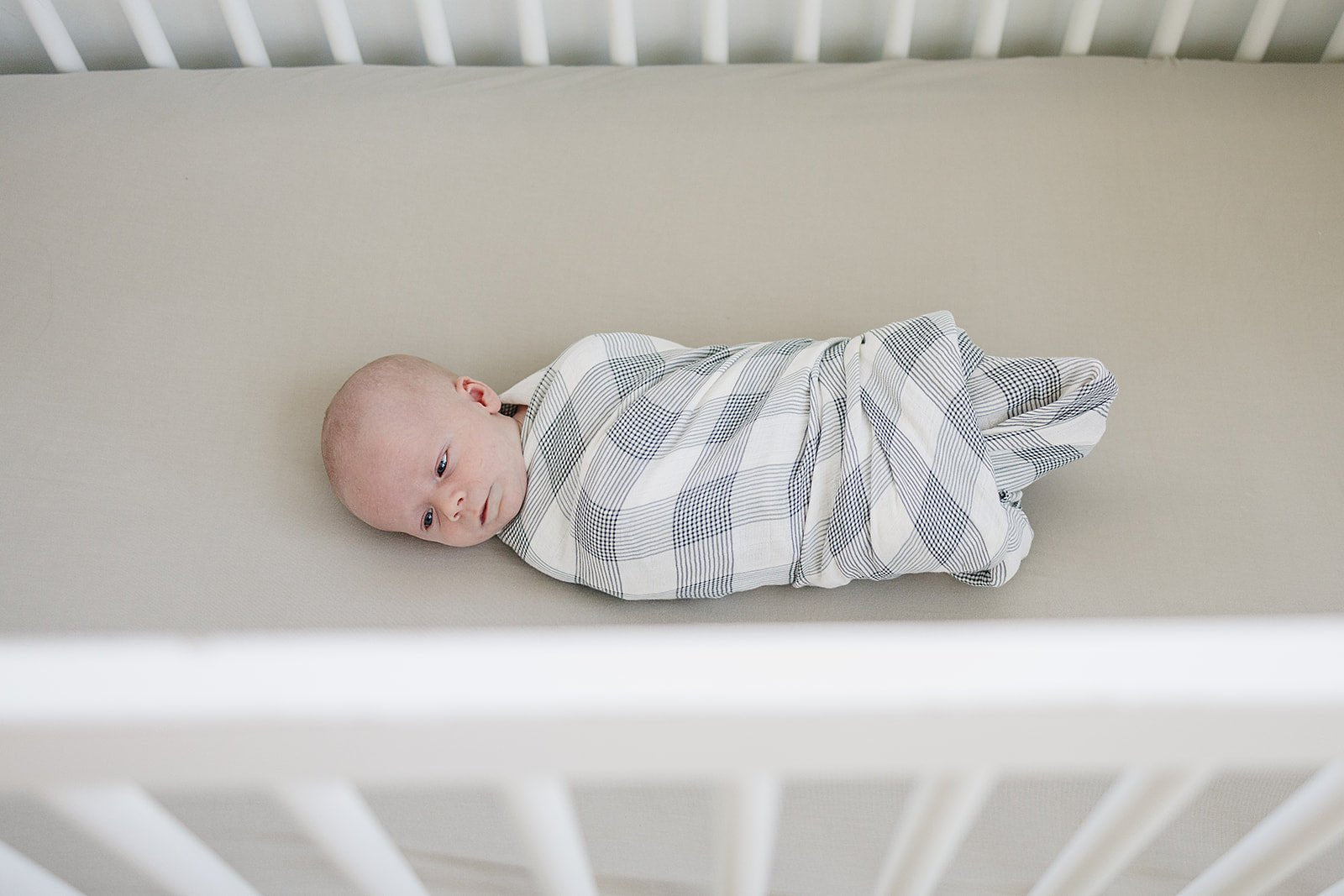 Mebie Baby Coastal Plaid Muslin Swaddle Blanket 100 Percent Cotton For Baby - 