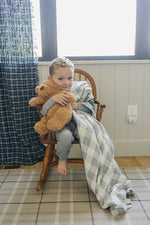 Mebie Baby Coastal Plaid + Navy Muslin Quilt - 