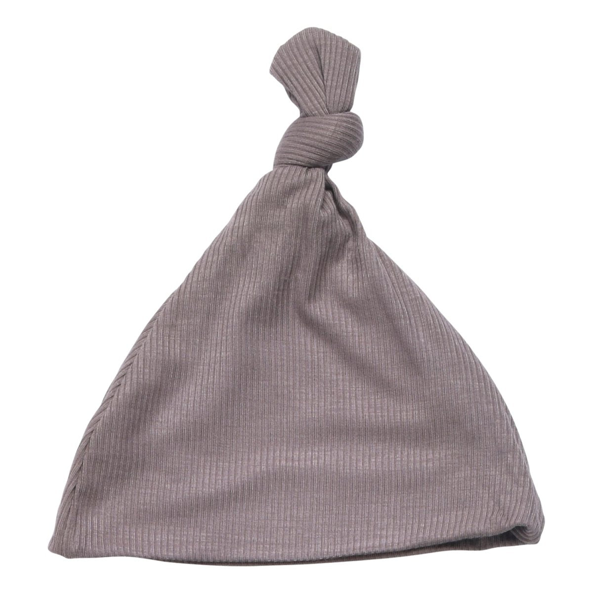 Three Little Tots Cocoa Brown Knotted Ribbed Hat - 