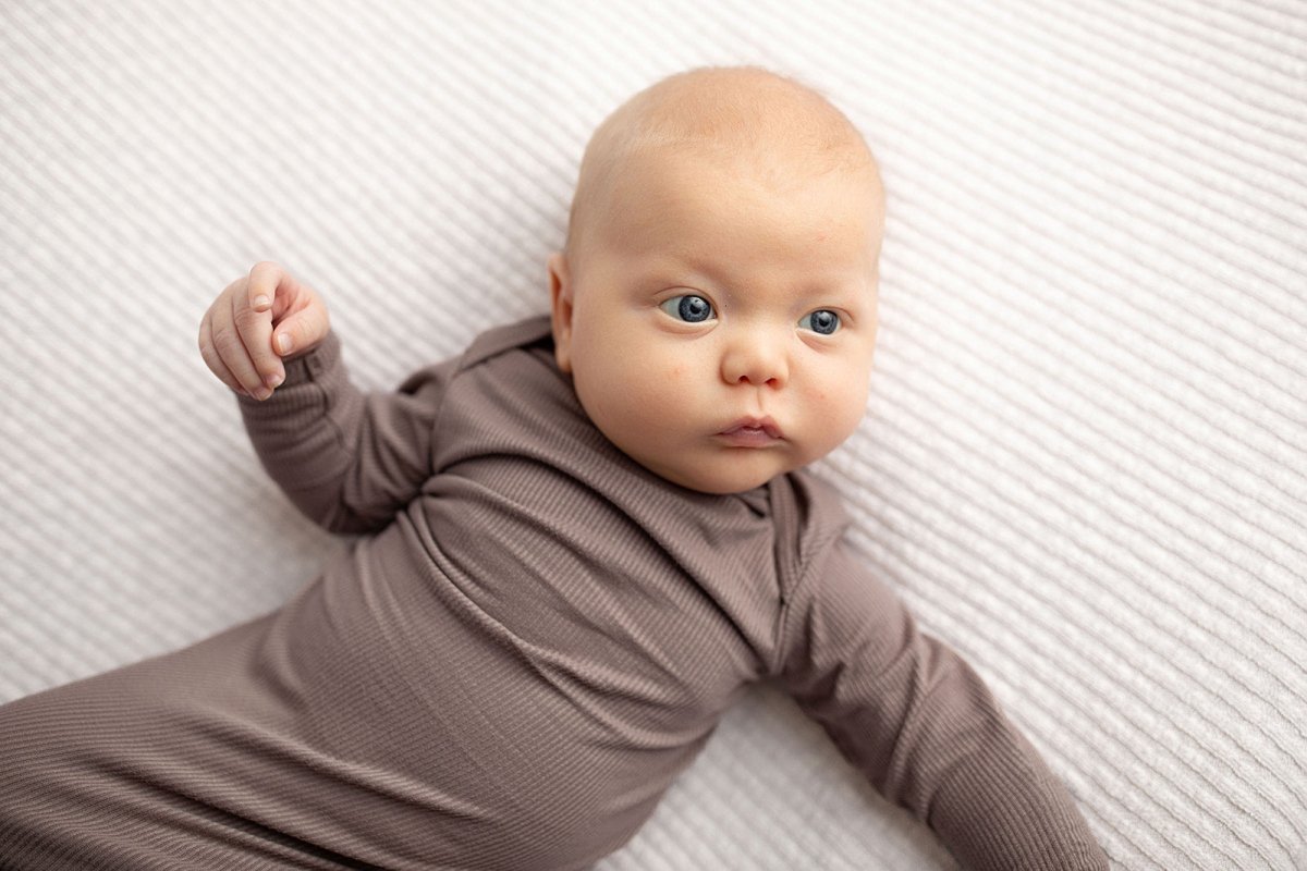 Three Little Tots Cocoa Brown Ribbed Knotted Newborn Baby Gown - 