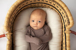 Three Little Tots Cocoa Brown Ribbed Knotted Newborn Baby Gown - 