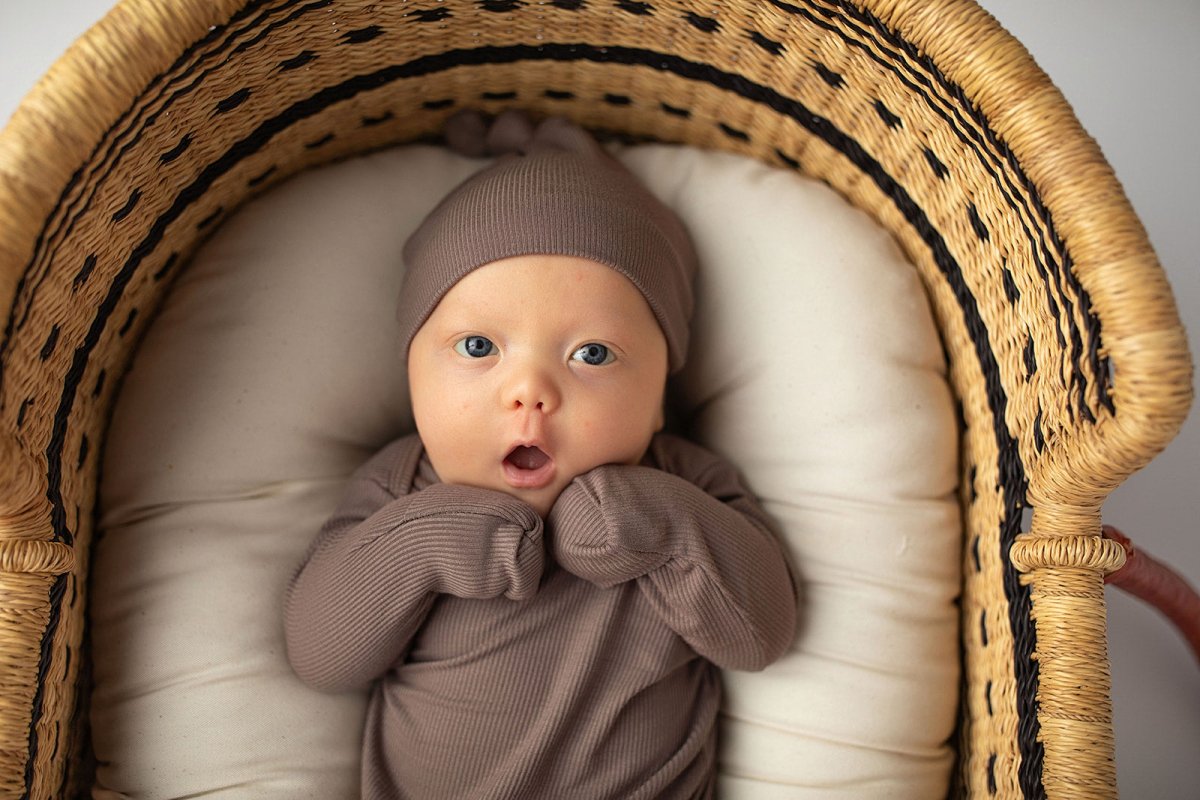 Three Little Tots Cocoa Brown Ribbed Knotted Newborn Baby Gown - 