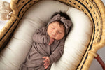 Three Little Tots Cocoa Brown Ribbed Knotted Newborn Baby Gown - 