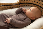 Three Little Tots Cocoa Brown Ribbed Knotted Newborn Baby Gown - 