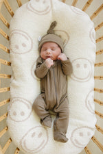 Mebie Baby Cocoa Organic Cotton Ribbed Footed Baby Pajamas With Two Way Zipper - 