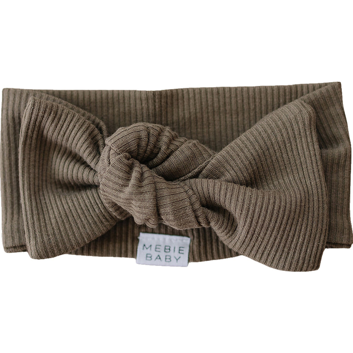 Mebie Baby Cocoa Organic Cotton Ribbed Head Wrap For Newborns And Up - 