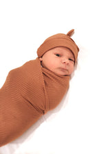 Little Mae & Co Cocoa Ribbed Stretch Swaddle Baby Blanket For Newborns - Everetts Place Boutique - 