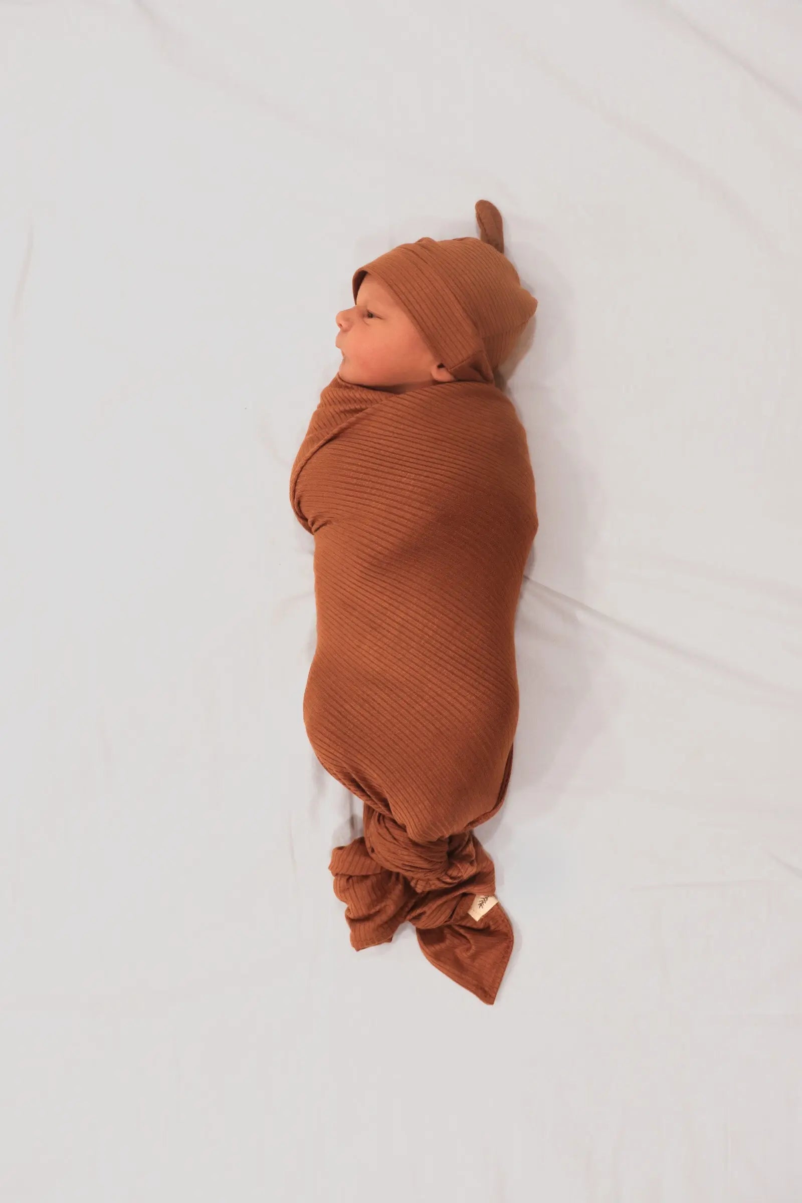 Little Mae & Co Cocoa Ribbed Stretch Swaddle - 
