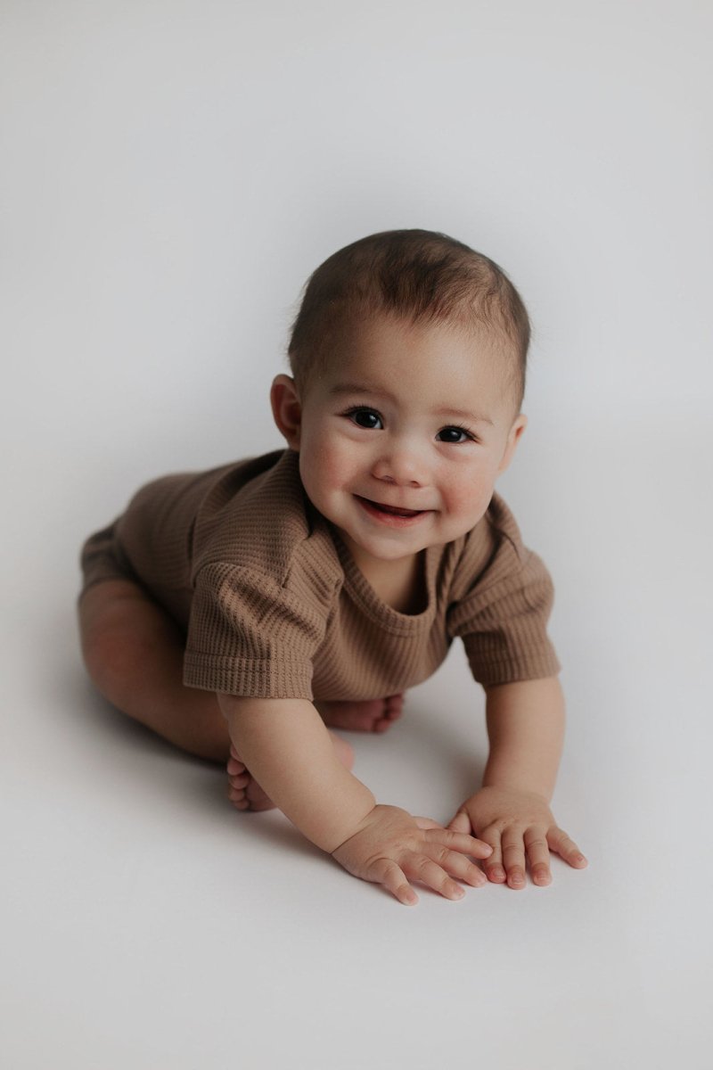 Three Little Tots Cocoa Sands Brown Waffle Two Piece Set - 