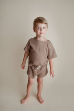 Three Little Tots Cocoa Sands Brown Waffle Two Piece Set - 