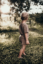 Three Little Tots Cocoa Sands Brown Waffle Two Piece Set - 