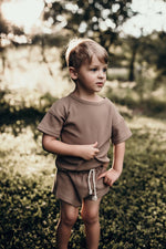 Three Little Tots Cocoa Sands Brown Waffle Two Piece Set - 