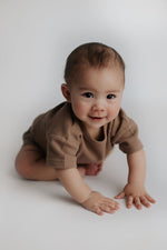 Three Little Tots Cocoa Sands Brown Waffle Two Piece Set - 