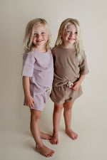 Three Little Tots Cocoa Sands Brown Waffle Two Piece Set - 