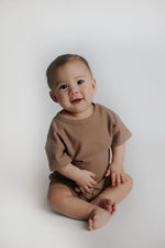 Three Little Tots Cocoa Sands Brown Waffle Two Piece Set - 