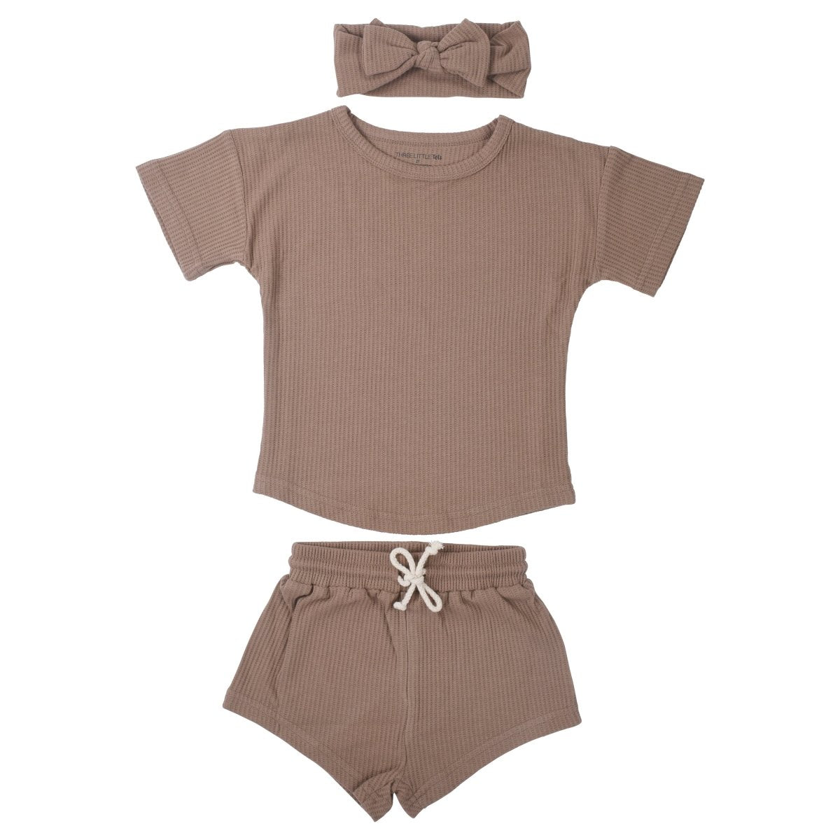 Three Little Tots Cocoa Sands Brown Waffle Two Piece Set - 