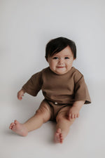 Three Little Tots Cocoa Sands Brown Waffle Two Piece Set - 