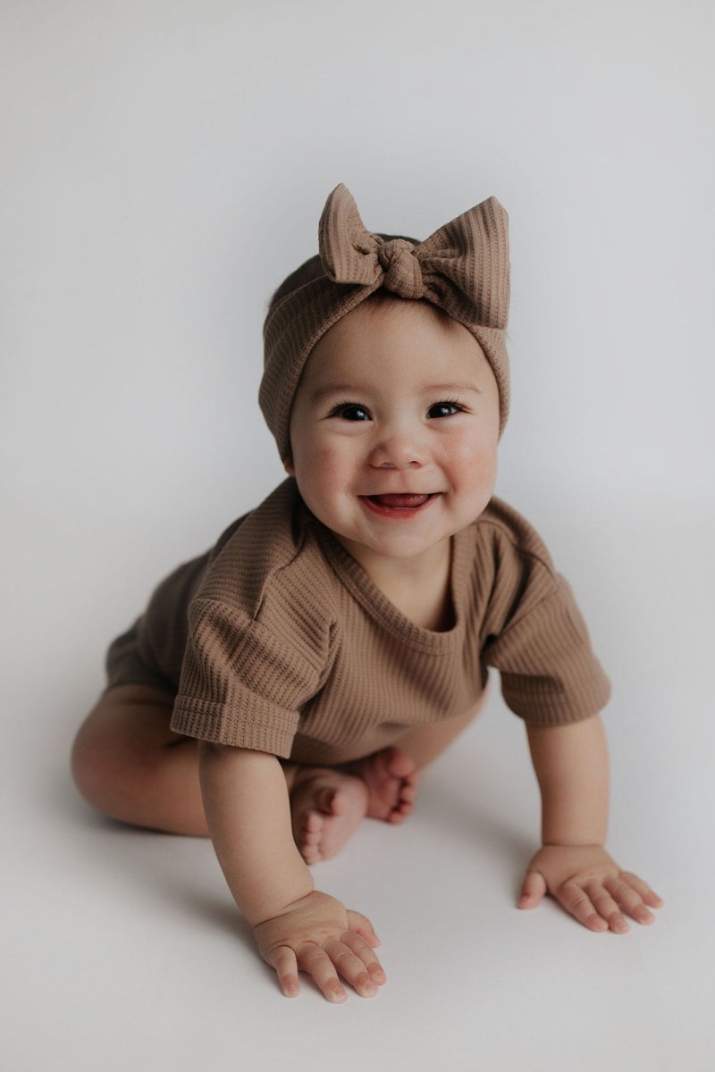 Three Little Tots Cocoa Sands Brown Waffle Two Piece Set - 