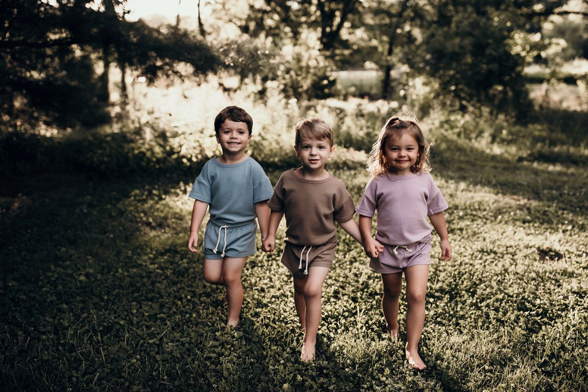 Three Little Tots Cocoa Sands Brown Waffle Two Piece Set - 