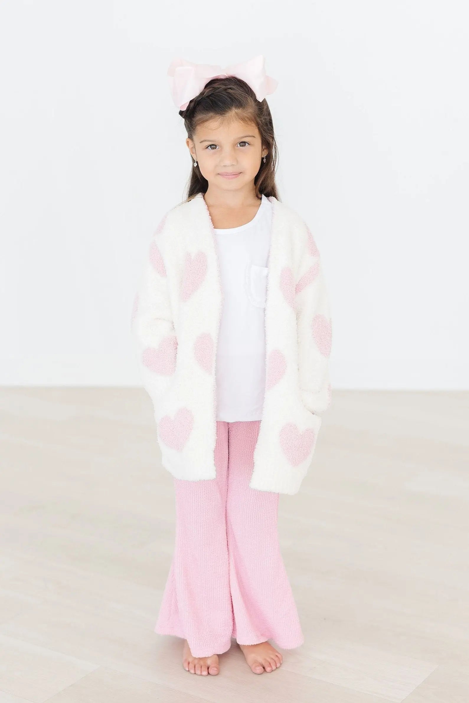 Mila & Rose ® Coconut/Light Pink Heart Cozy Cardigan - 