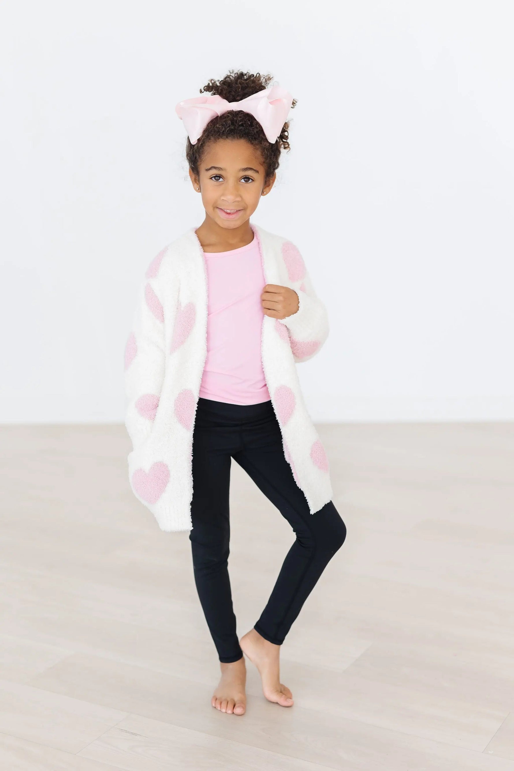 Mila & Rose ® Coconut/Light Pink Heart Cozy Cardigan - 