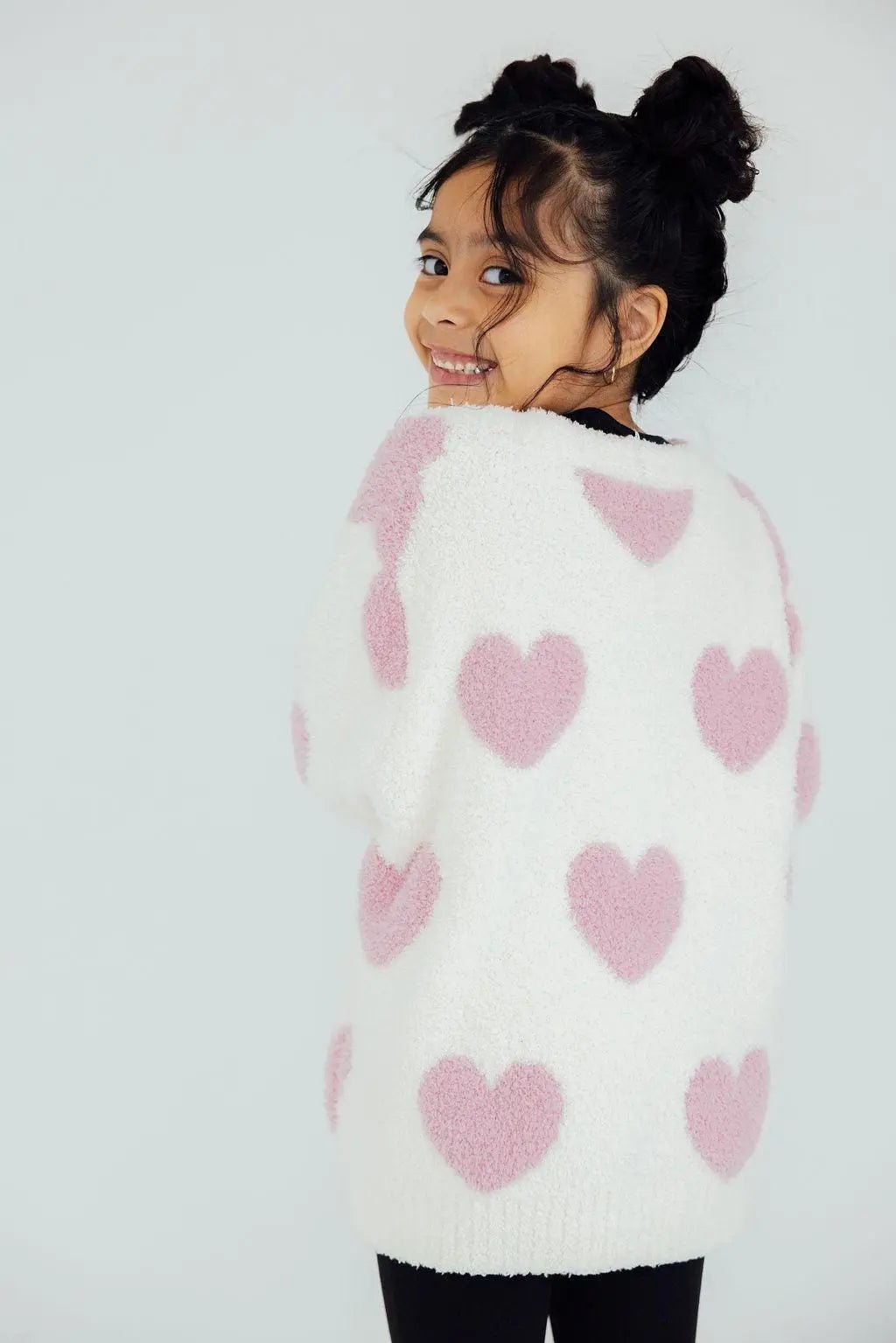Mila & Rose ® Coconut/Light Pink Heart Cozy Cardigan - 