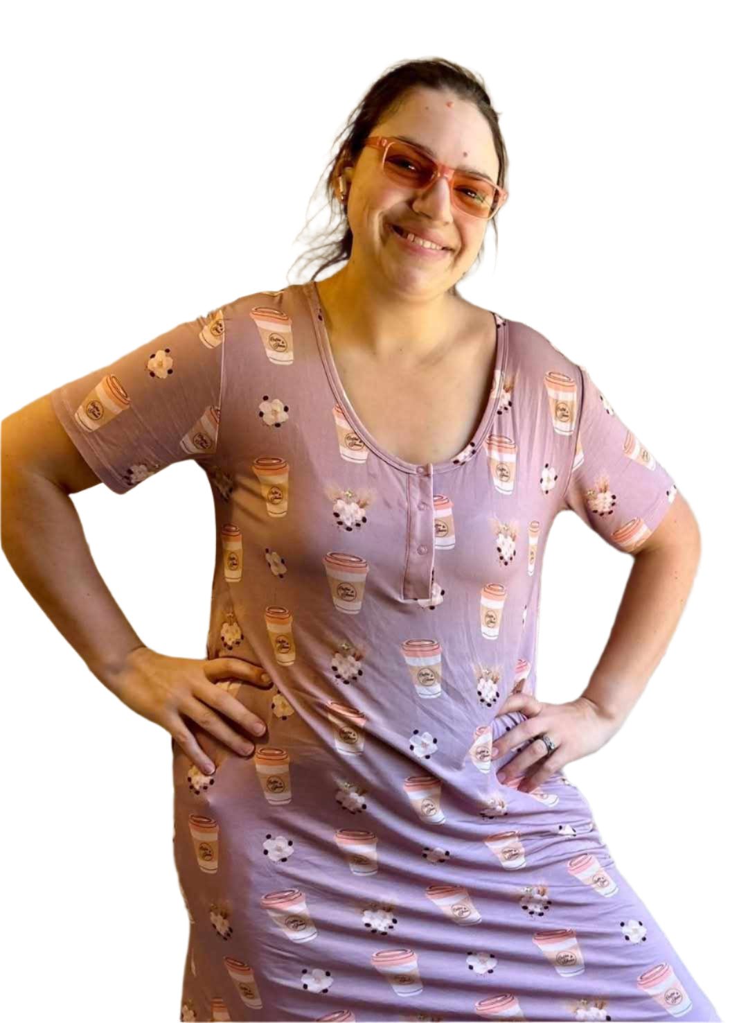 Dragonfly Dreams Bamboo Coffee and Jesus Women's Nightgown