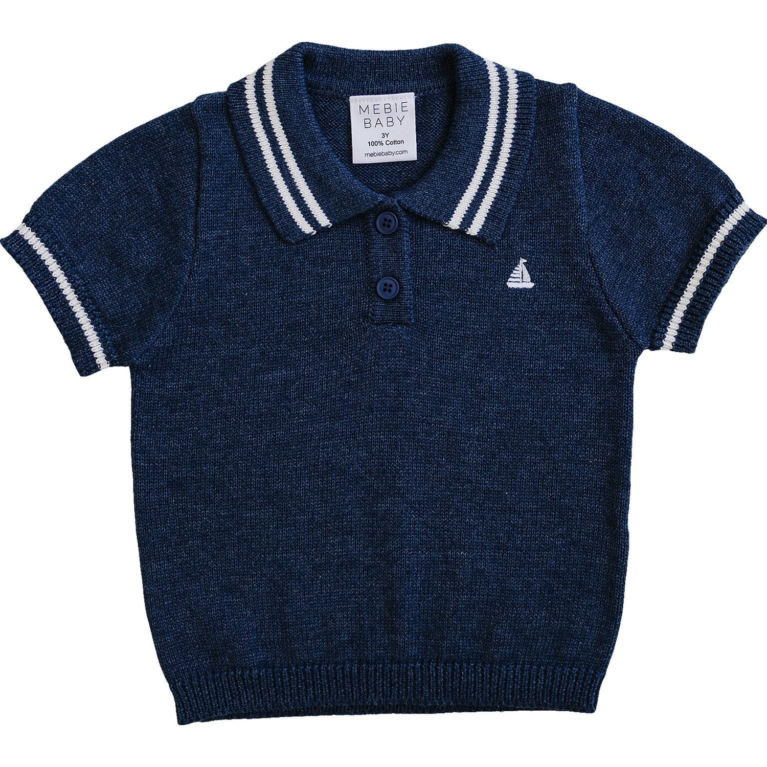 Collared Sailboat Knit Shirt - Sleeve, Collar, White, Woolen, Wool | Everetts Place