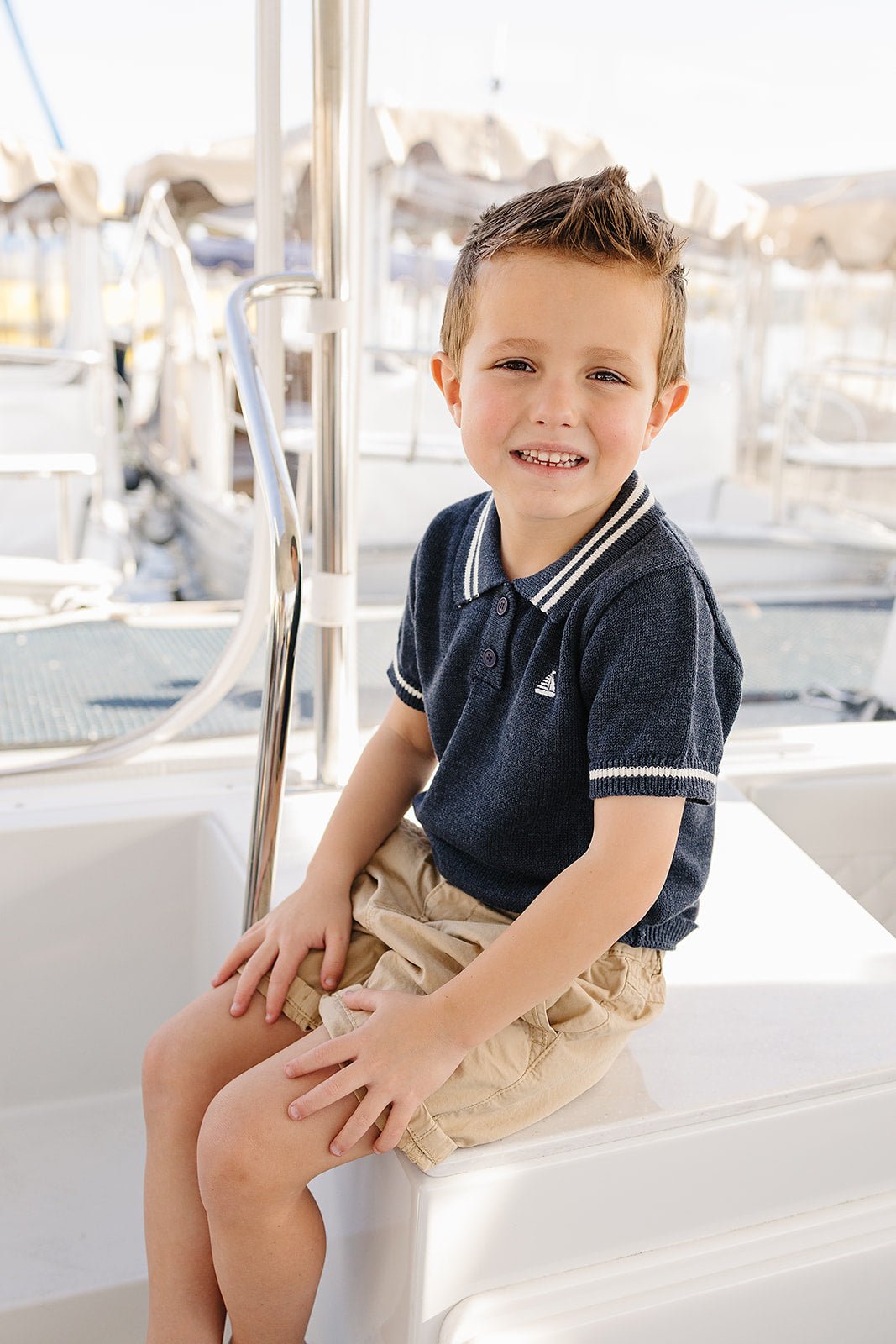 Mebie Baby Collared Sailboat Knit Shirt - 