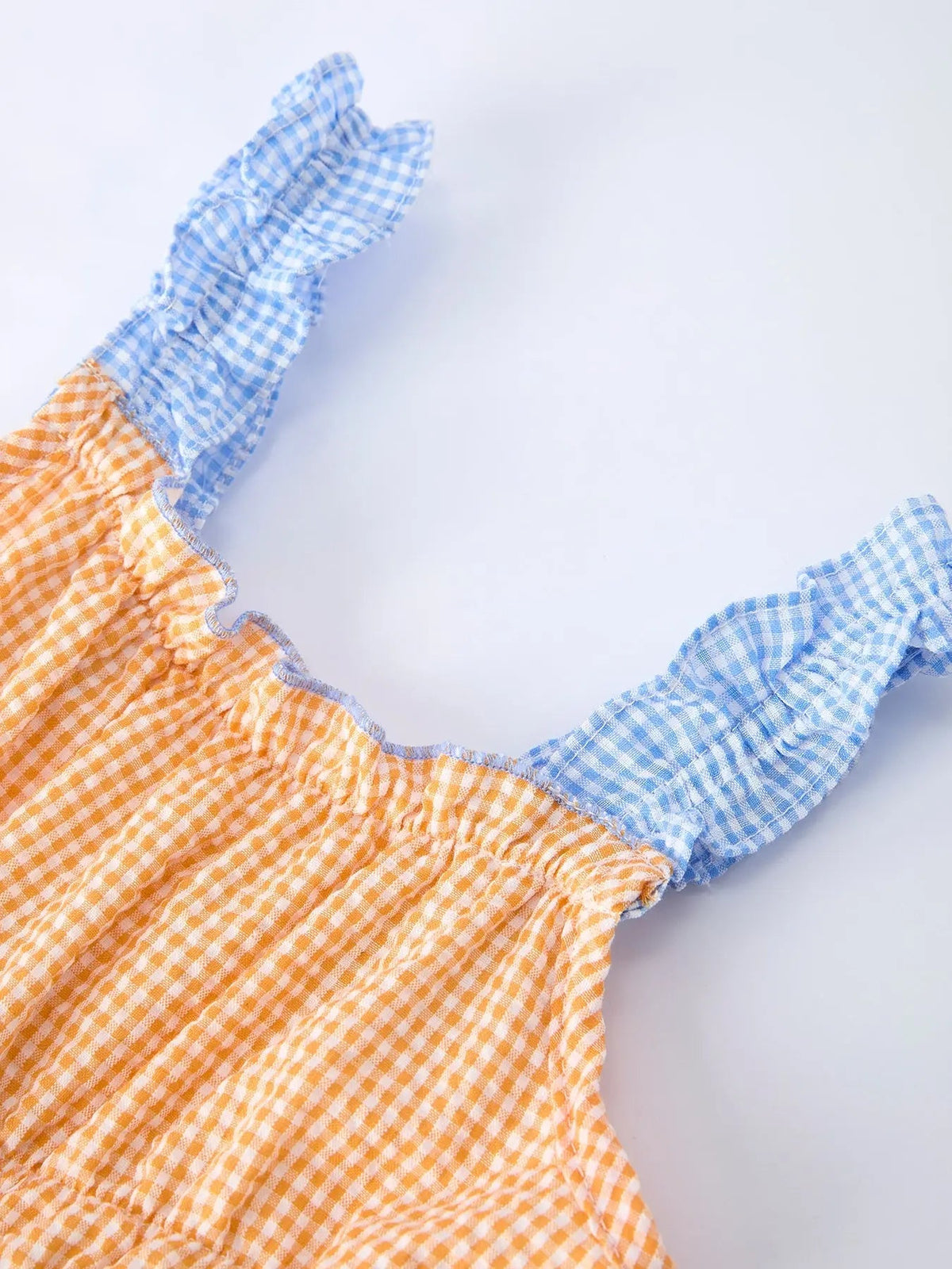 Rylee Faith Designs Colorblock Gingham Girls Ruffle Dress - 
