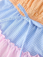 Rylee Faith Designs Colorblock Gingham Girls Ruffle Dress - 