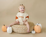 Little Joy Co. Colorblock Pumpkin Sweatshirt Romper With Snaps For Babies - Everetts Place Boutique - 