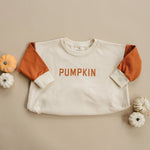 Little Joy Co. Colorblock Pumpkin Sweatshirt Romper With Snaps For Babies - Everetts Place Boutique - 