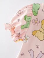 Rylee Faith Designs Colorful Bow Print Ruffles Girls Dress for Celebrations - 