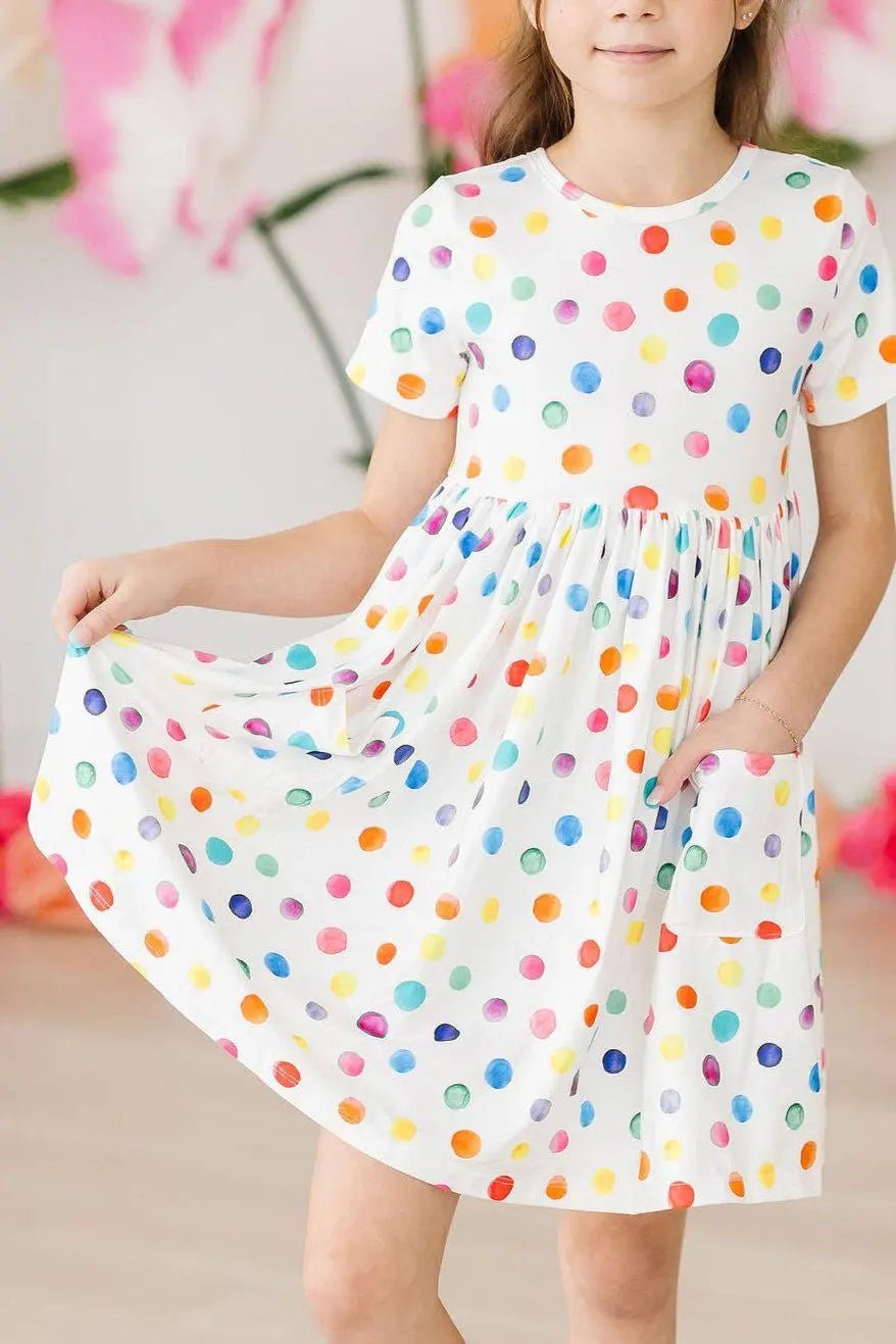 Mila & Rose ® Colorful Dots S/S Pocket Twirl Dress - 