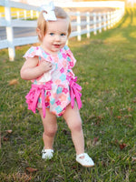 Rylee Faith Designs Colorful Floral Ruffle Baby Girls Romper - 