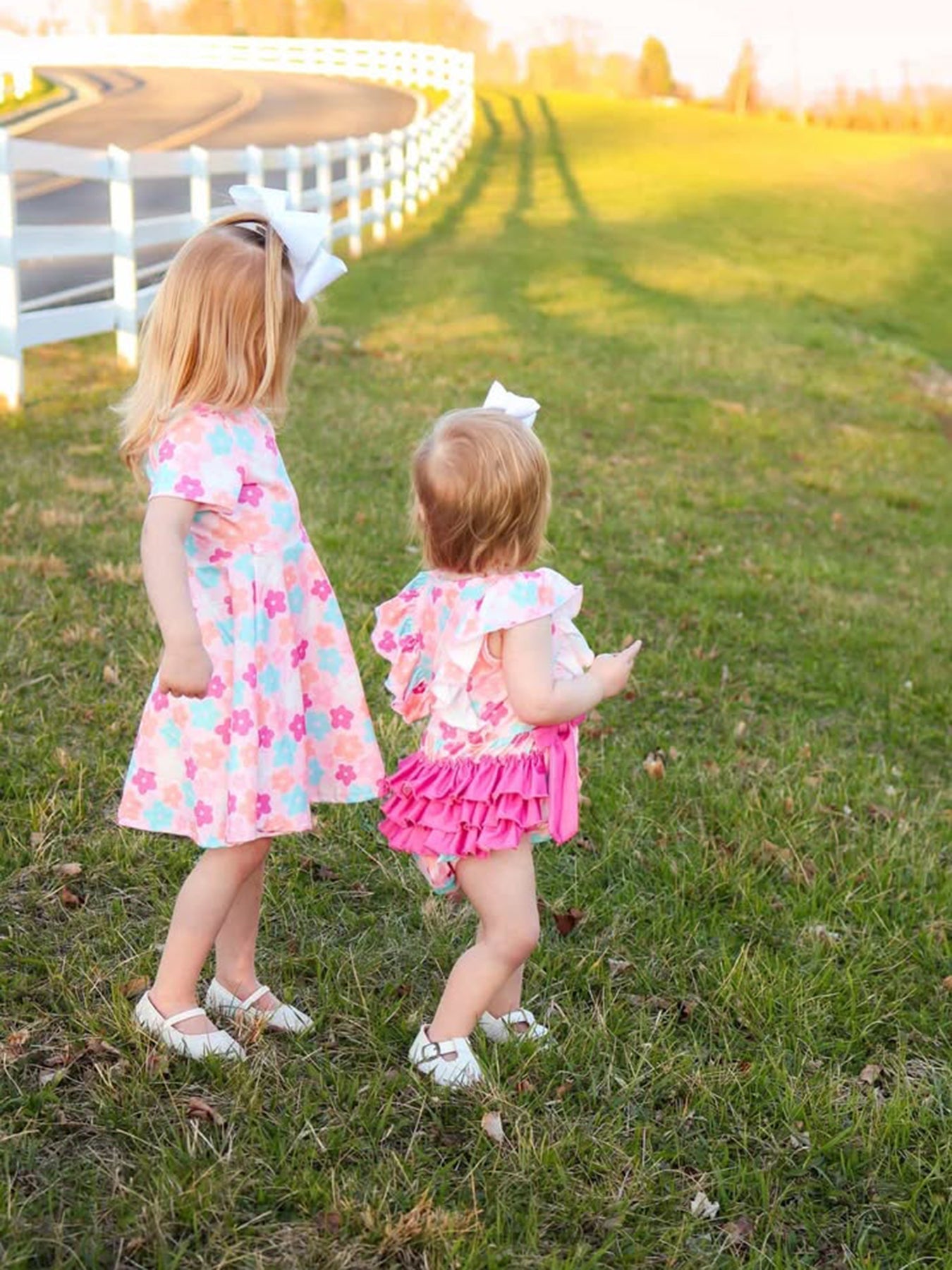 Rylee Faith Designs Colorful Floral Ruffle Baby Girls Romper - 