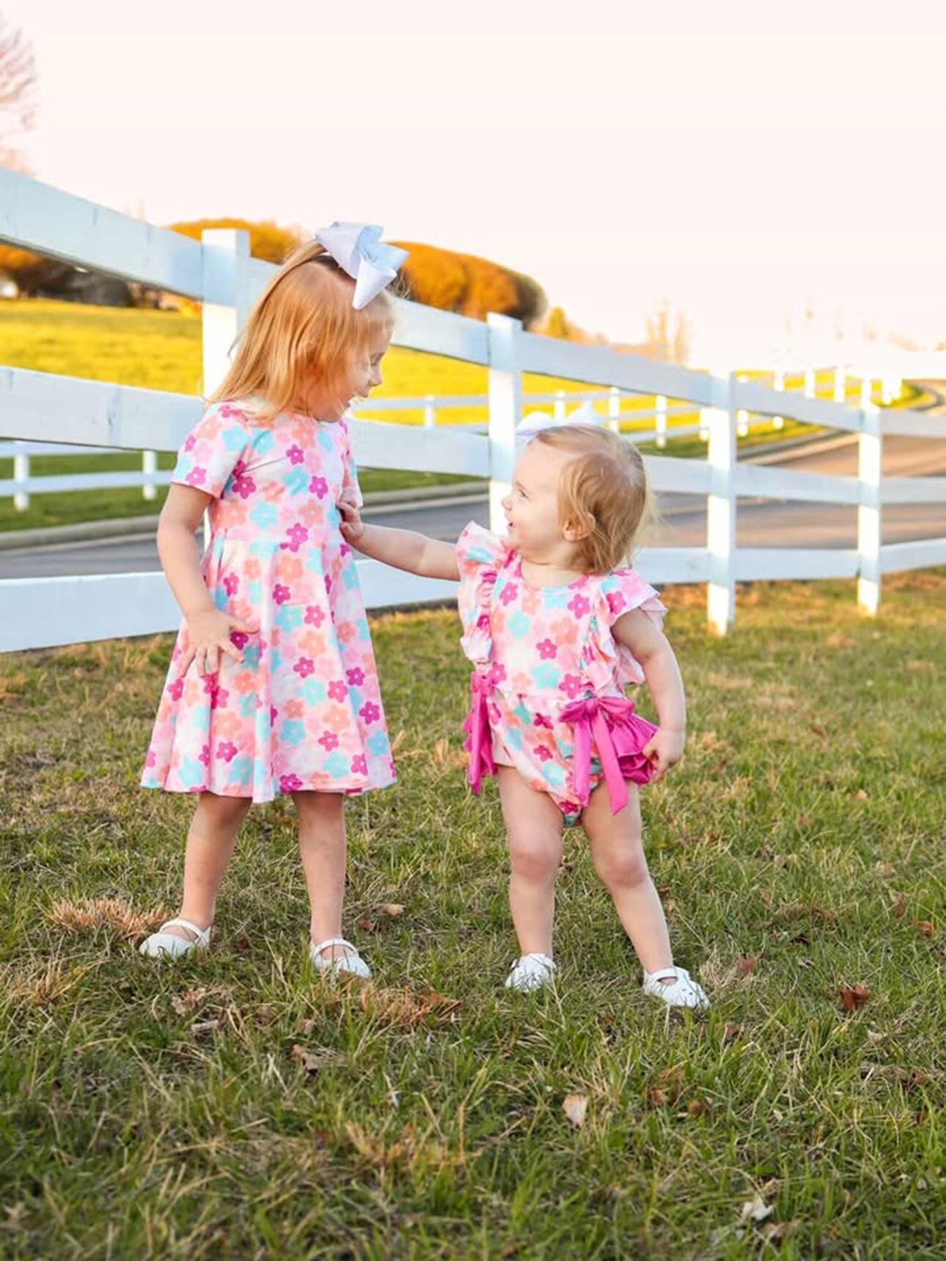 Rylee Faith Designs Colorful Floral Ruffle Baby Girls Romper - 