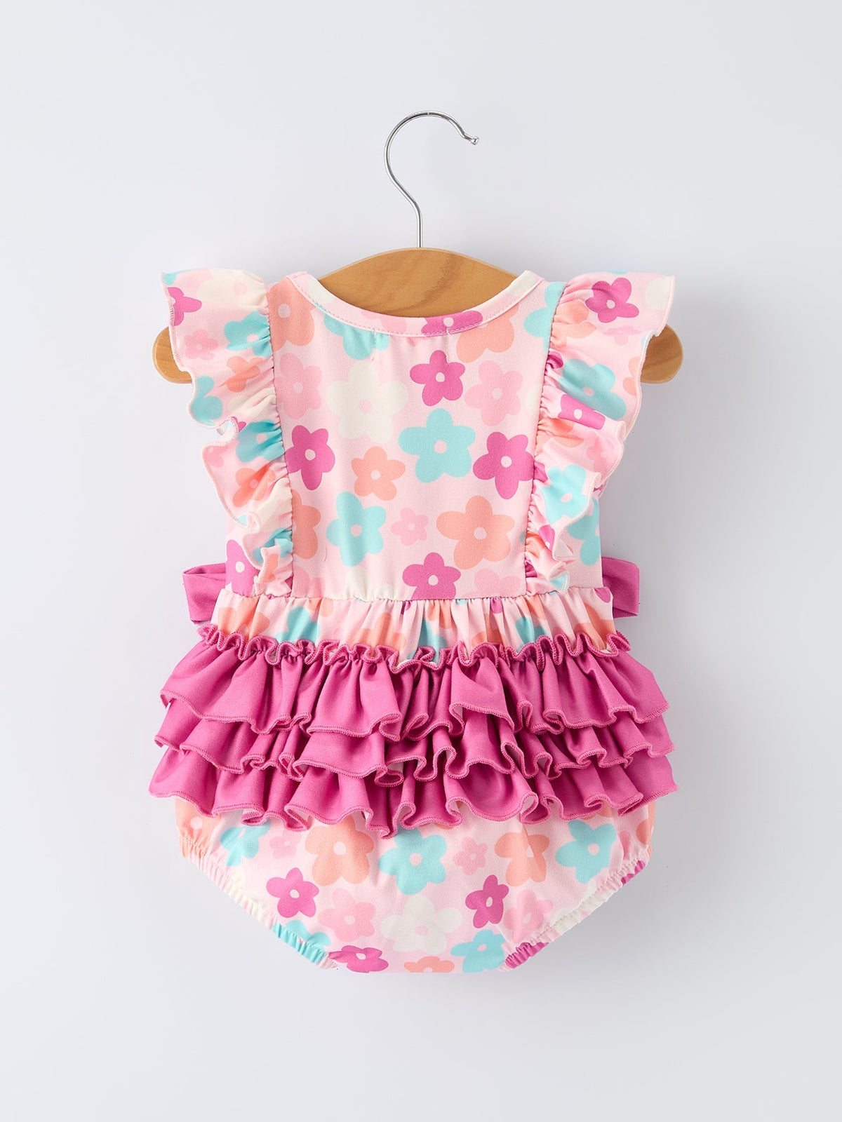 Rylee Faith Designs Colorful Floral Ruffle Baby Girls Romper - 